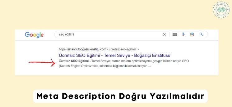 Site içi SEO çalışması meta description