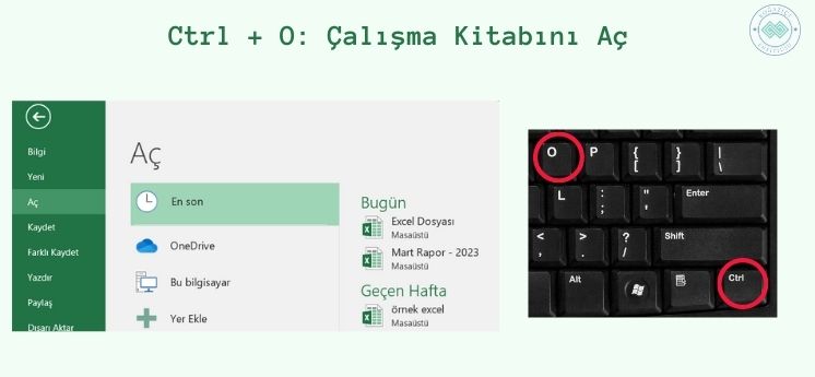 çalışma kitabını aç komutu en sık kullanılan excel kısayolları