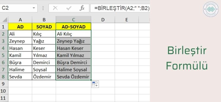 birleştir işlevi