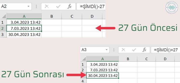 27 gün öncesi ve sonrasını hesaplama